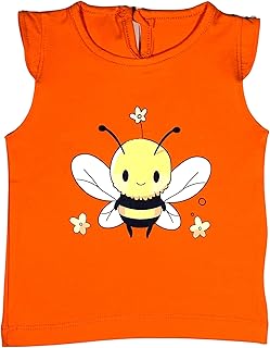 تي شيرت برتقالي بتصميم نحلة للفتيات