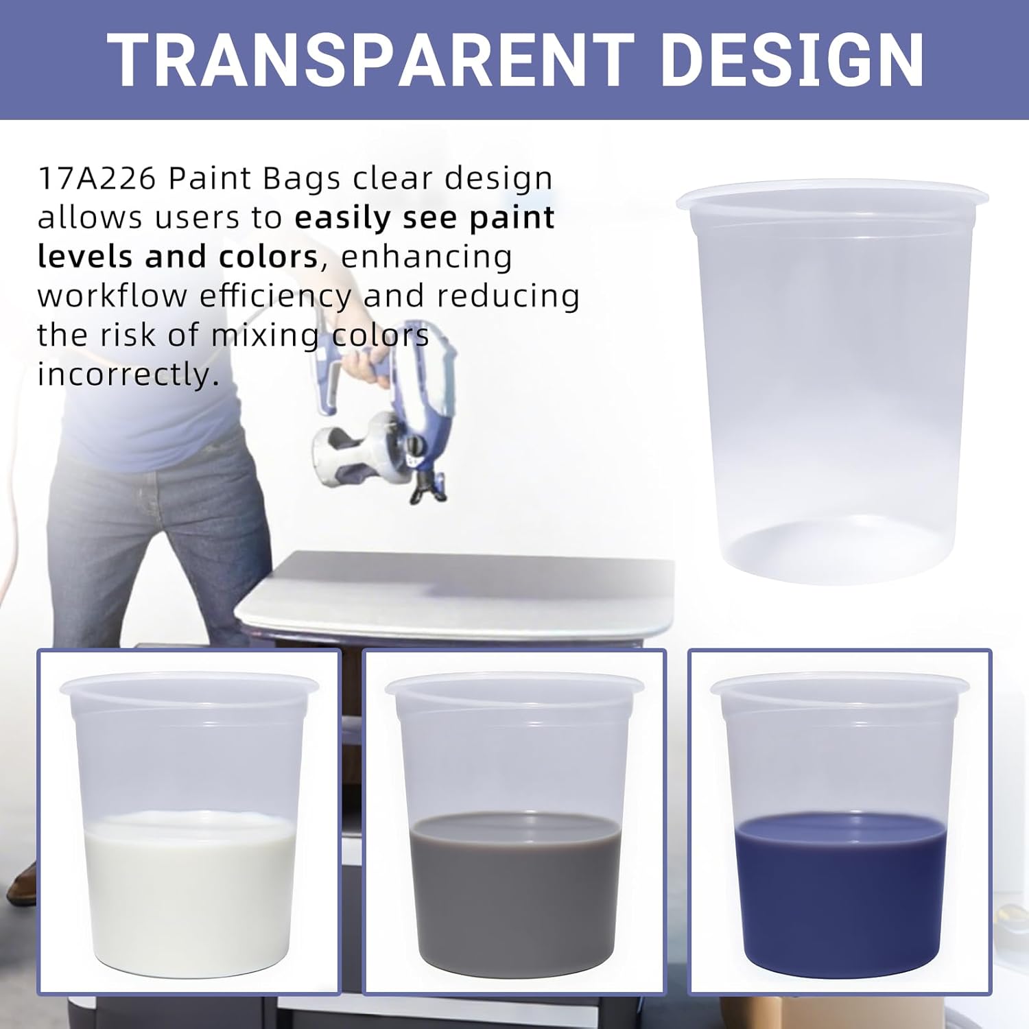 12PC 17A226 Paint Bags Fits for Handheld Airless Sprayers 17A226 Replacement for FlexLiner 32 oz