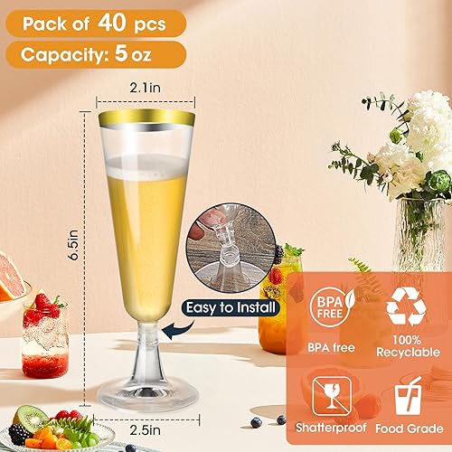 Miniatura 41 de SUREHOME - Copas de champán de plástico desechables transparentes, copas acrílicas de 5.5 oz para brindis de bodas, baby shower, fiesta