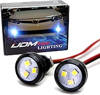 Vista 1 de iJDMTOY 2 unids xenón blanco 3-SMD proyector de alta potencia LED Eagle Eye Lights w/Back Bolt-On Tornillos para luces de estacionamiento, niebla