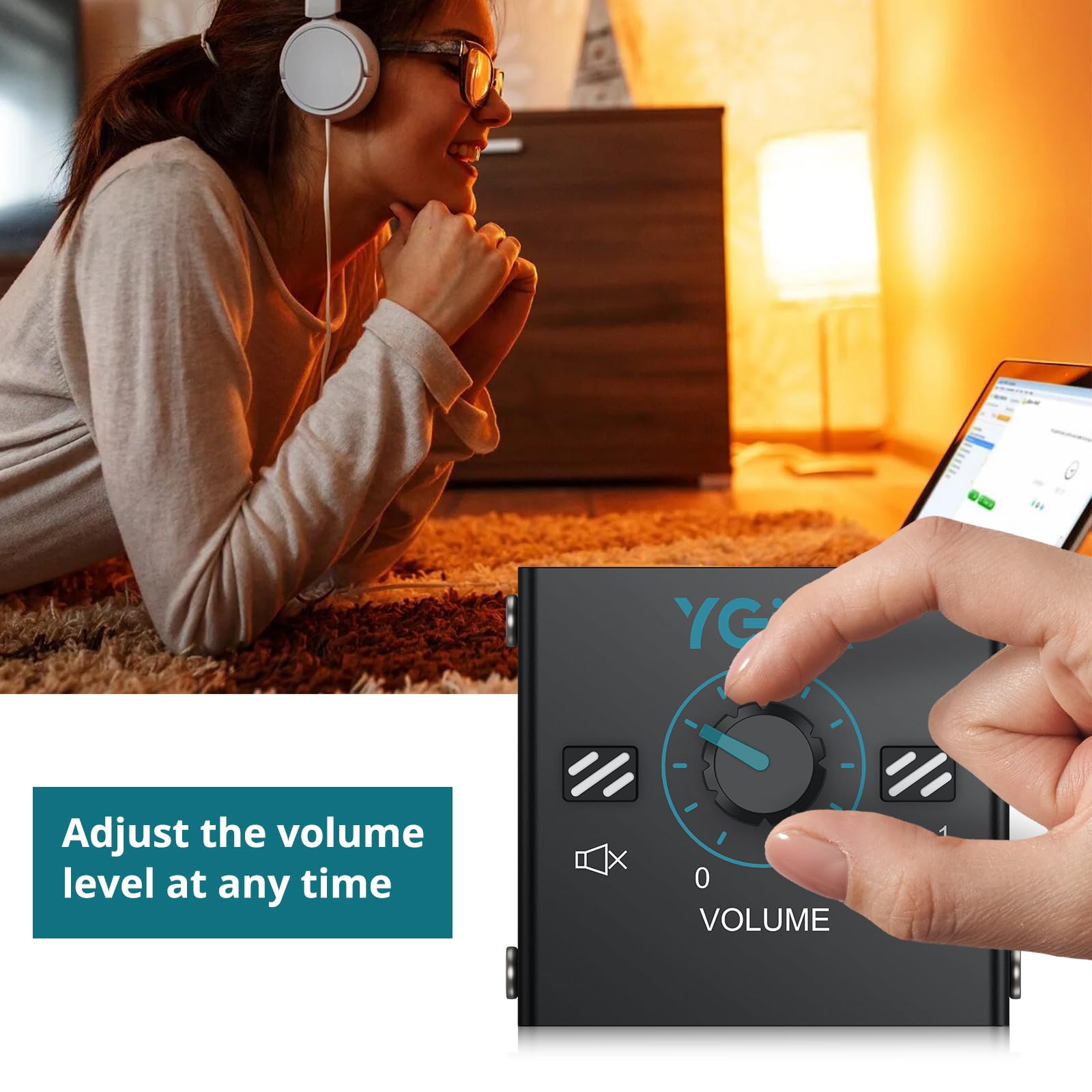YGiTK 3,5 mm audioschakelaar met volumeregeling, 1 in 2 uit en 2 in 1 uit bidirectionele schakelaar, dempfunctie, eenvoudige verandering Stereo Audio Switch Splitter 2 poorten Aux Selector voor PC TV YGiTK 3,5 mm audioschakelaar met volumeregeling, 1 in 2 uit en 2 in 1 uit bidirectionele schakelaar, dempfunctie, eenvoudige verandering Stereo Audio Switch Splitter 2 poorten Aux Selector voor PC TV