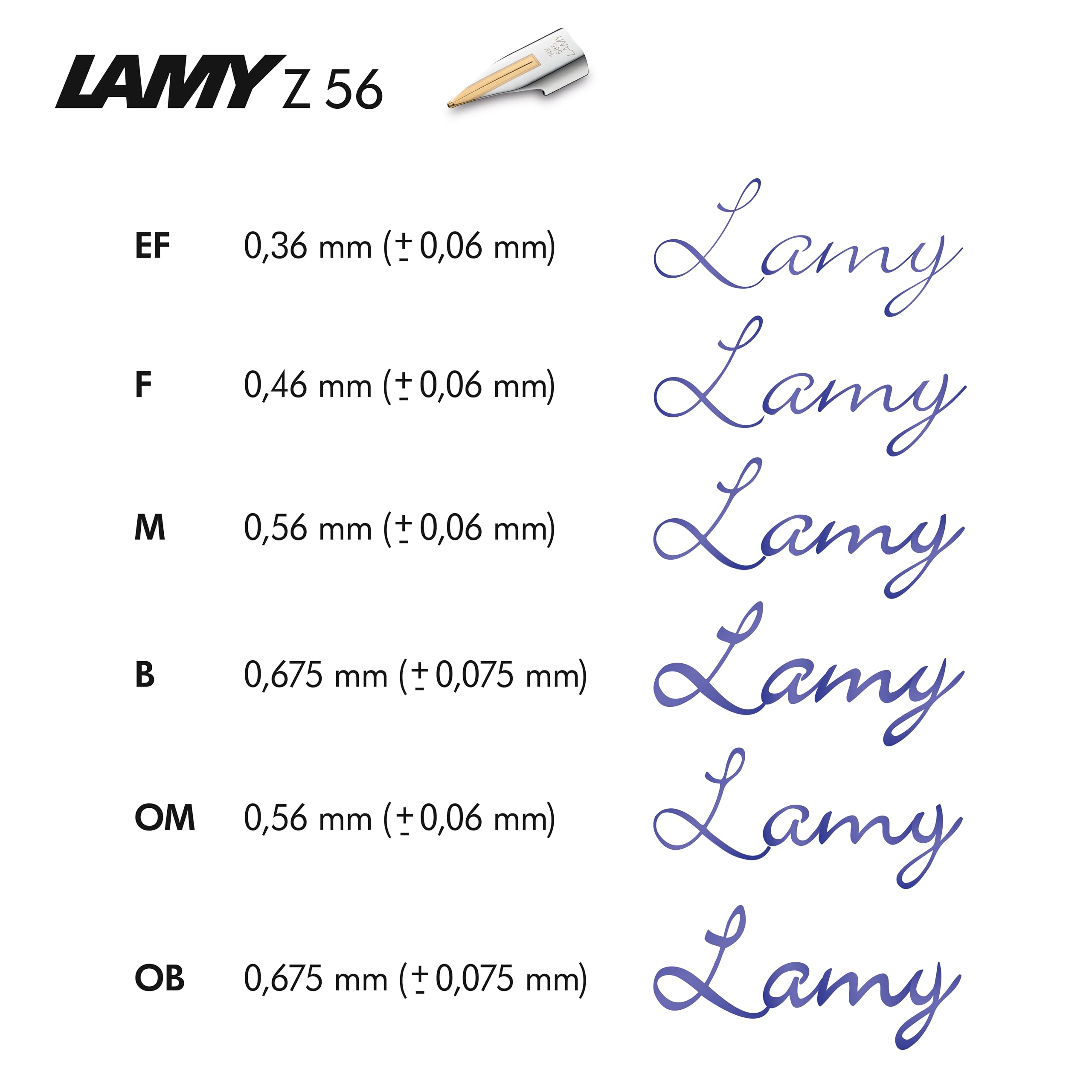 Lamy Z 56 Feder 888-14 kt. Goldfeder PVD-veredelt, bicolor Federstärke B 1229849 Silber-Gold