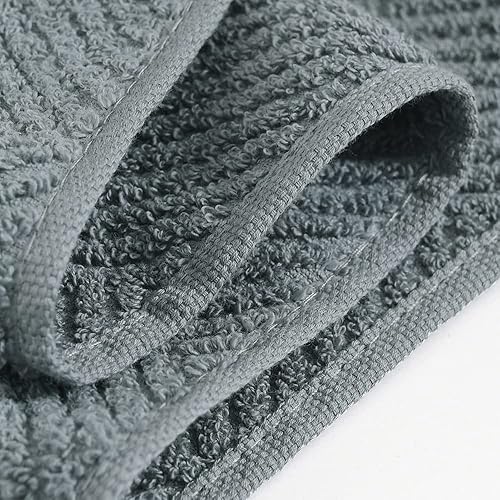 Miniatura 9 de sense gnosis Juego de 2 toallas de mano de espiga gris, 100% algodón, tejido a rayas, ultra suave, altamente absorbente, para baño, 13 x 29 pulgadas