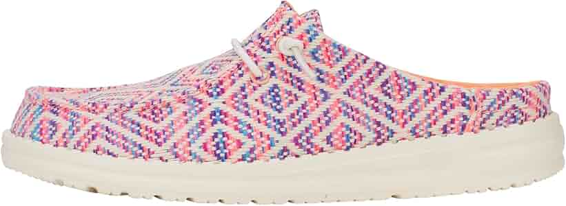 HEYDUDE Women's Wendy Slub Baja Stripe Shoes - Black Size 9 Slip-On Loafers