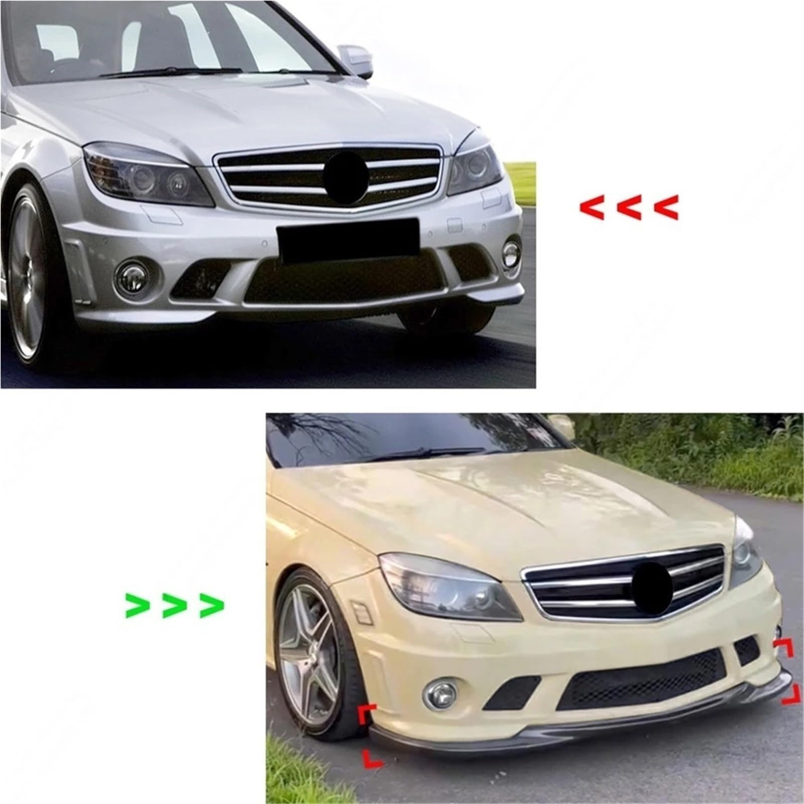 Przedni spoiler Splitter spojler zderzaka kompatybilny z Mercedes Benz AMG C63 W204 2007-2010 podbródek osłona zaporowa powietrza akcesoria tuningowe(Carbon Look)