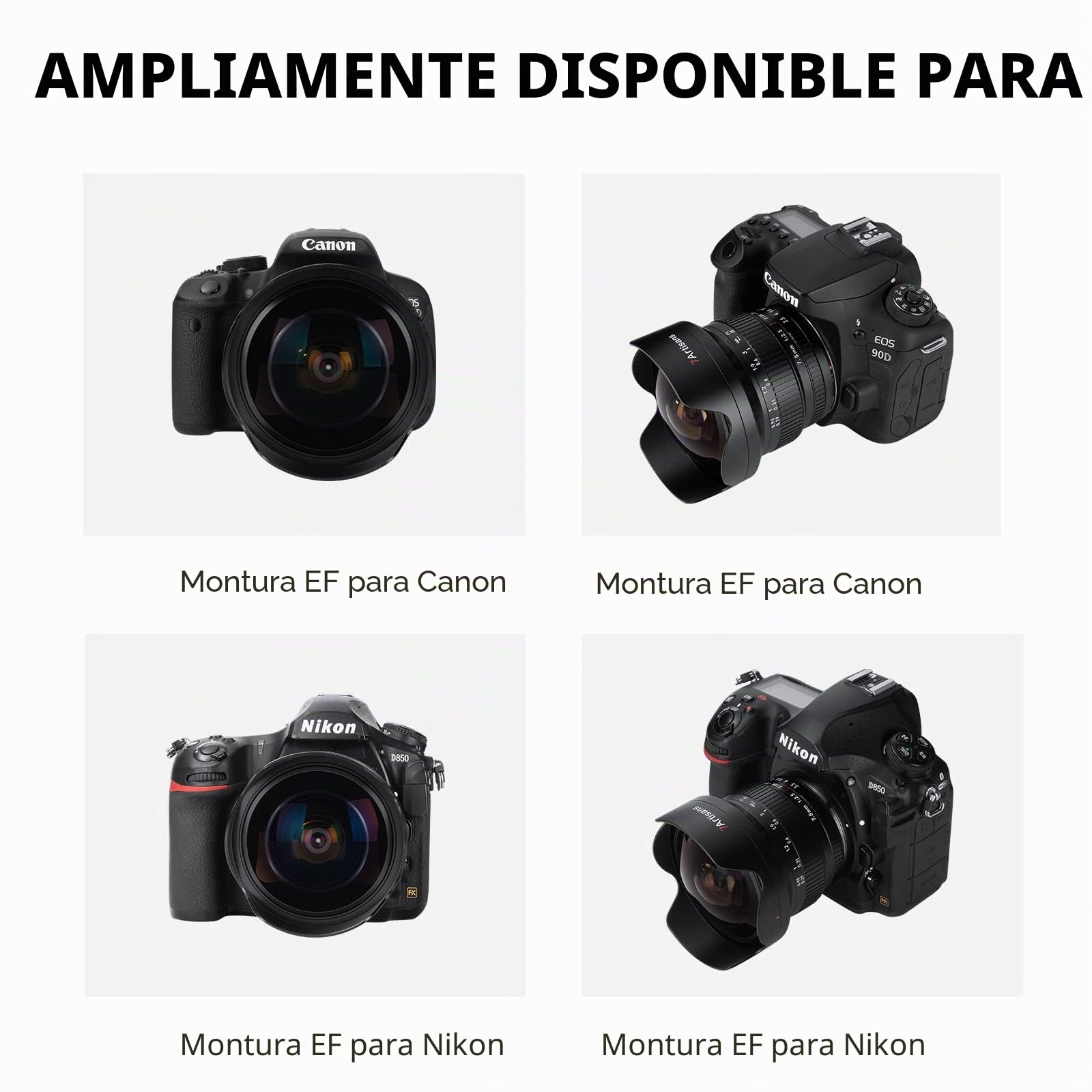 7artisans Lente ojo de pez manual MF 7.5 mm F3.5 APS-C 205° ultra gran angular, compatible con lente Canon EF DSLR para 80D 200D negro