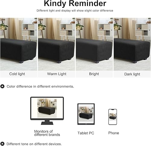 Miniatura 8 de PiccoCasa Funda otomana de alta elasticidad con parte inferior elástica, funda suave de tela jacquard a cuadros pequeños, rectangular, para taburete