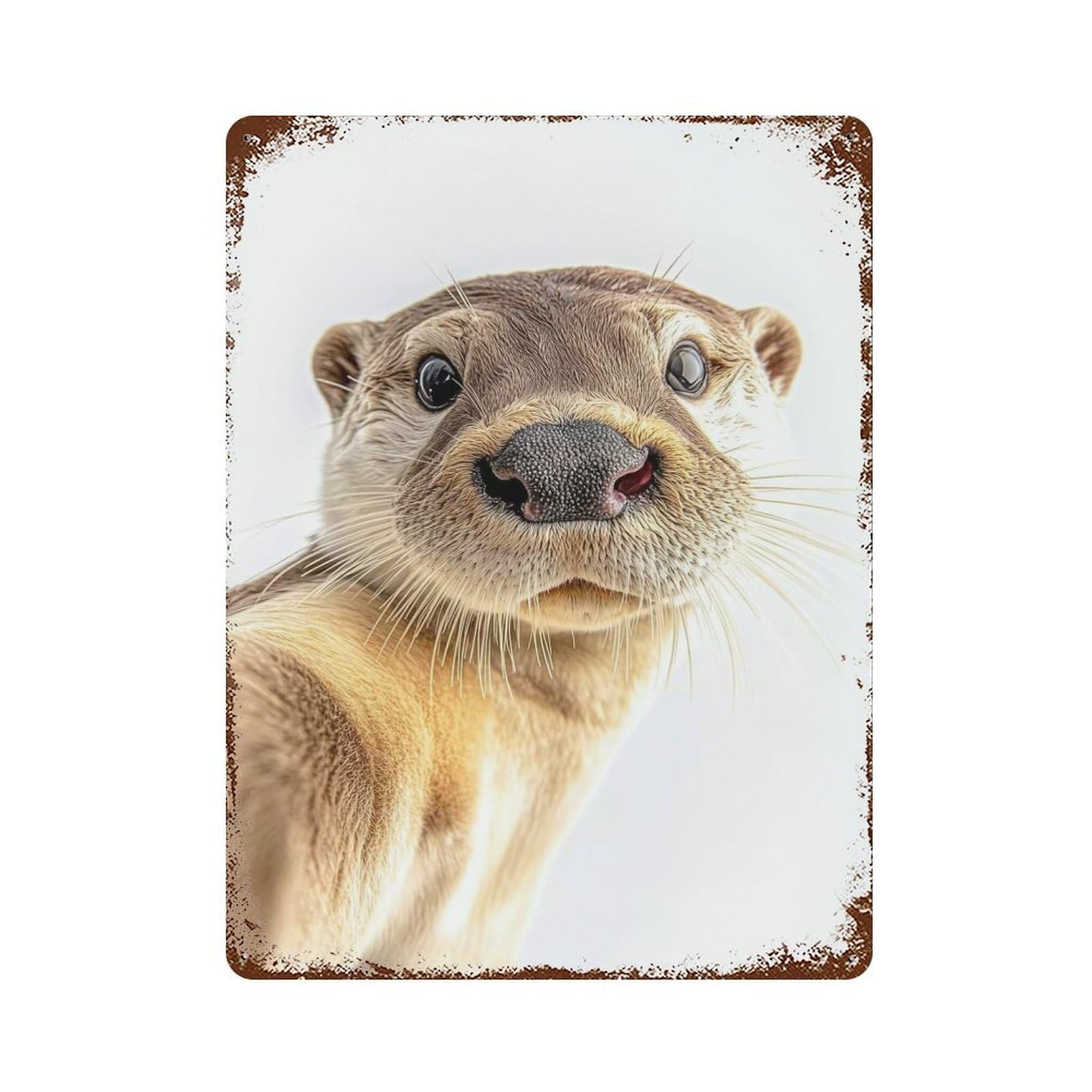 Otter Selfie Rusty Metal Tin Sign 15.7"x11.8", for Pub, Kitchen And Man Cave Decor, Farmhouse Wall Decor
