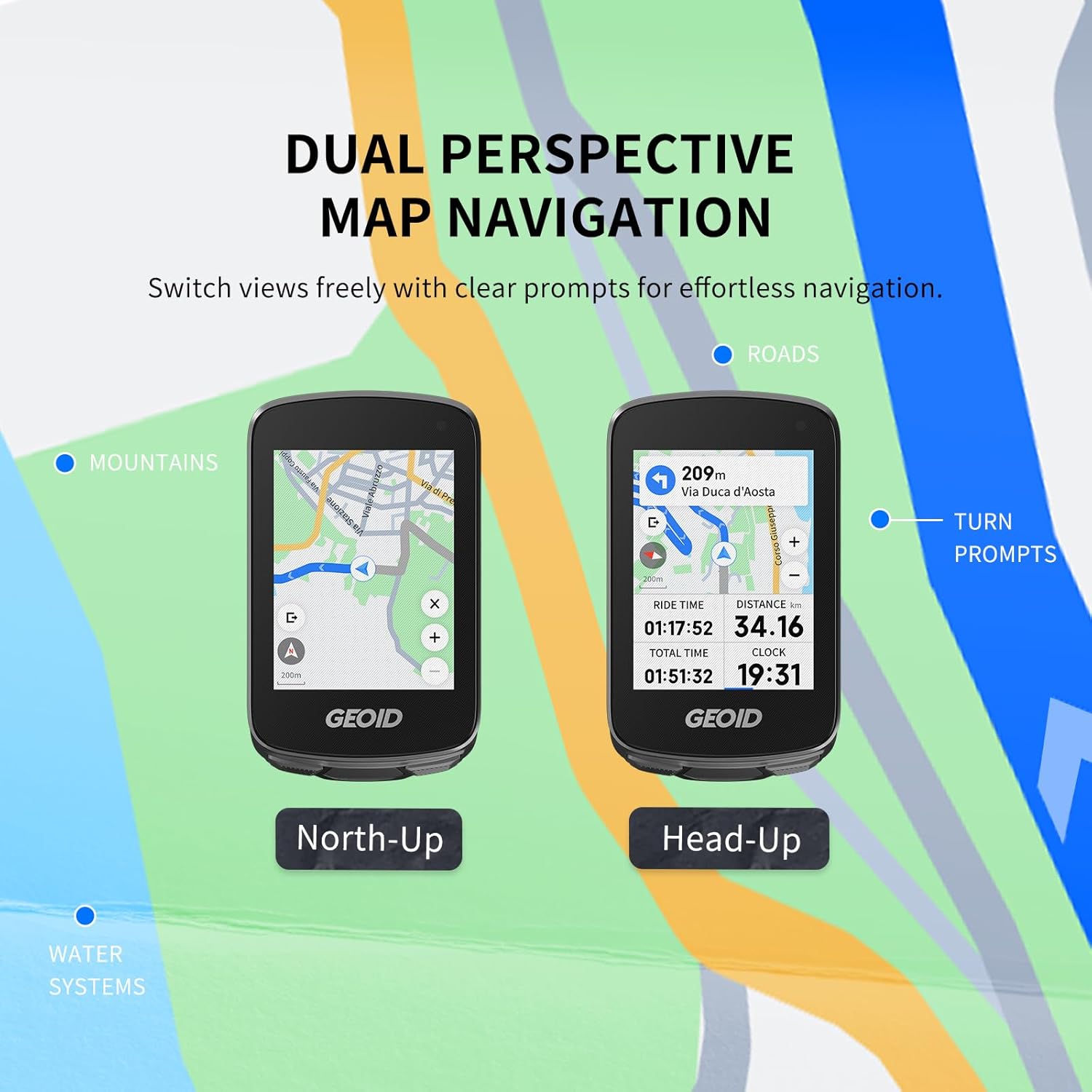 Dual Perspective Map Navigation on GEOID CC700 Pro