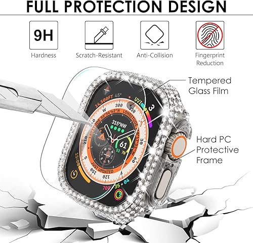 Vista 35 de WINGLE Paquete de 10 fundas protectoras de pantalla para Apple Watch de 1.575 pulgadas SE 3/2/1 Series 6 5 4 con vidrio templado, carcasas Paquete