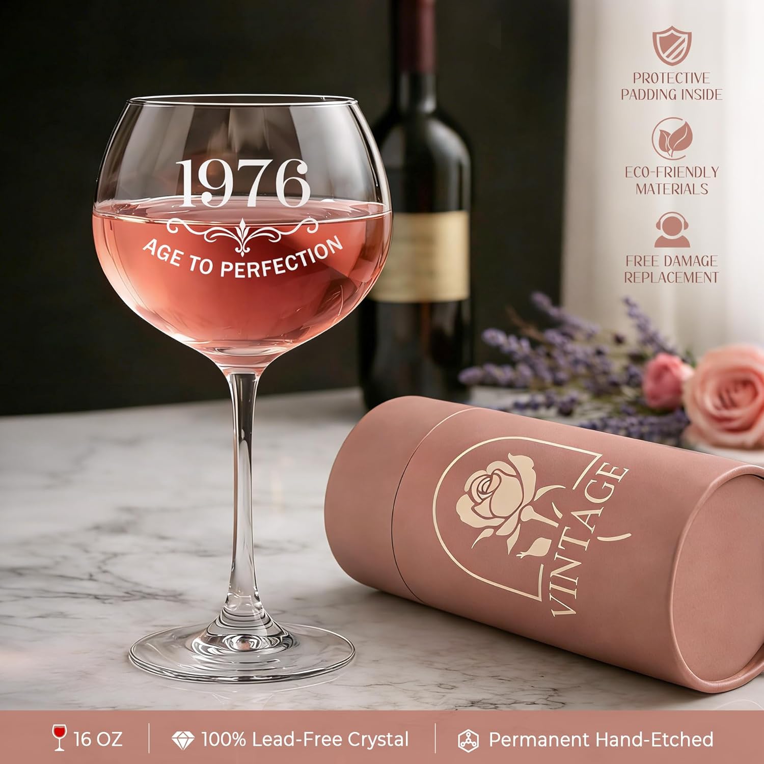 50th Birthday Gifts for Her - 50th Birthday Gifts for Women Unique 50 th Birthday Gift Ideas with Vintage 1976 Wine Glass Cool Gifts for 50 Year Old Woman Happy 50th Birthday for Sister, Friends, Mom