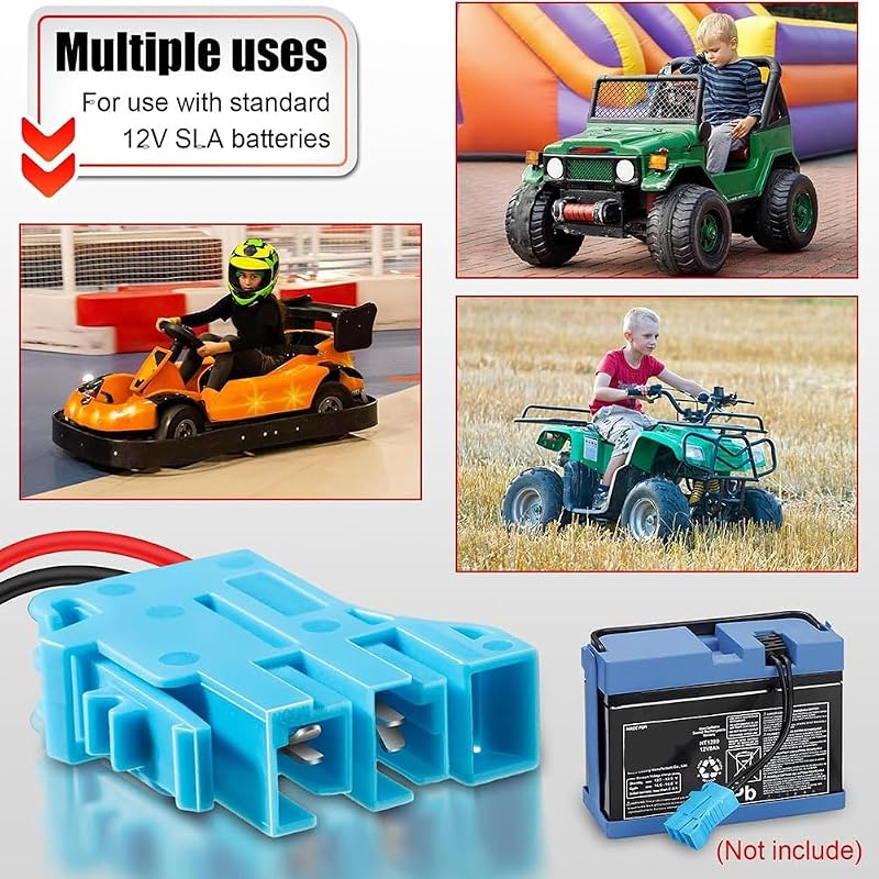 Exogio Kábelköteg Csatlakozó 12V Peg-Perego Járművekhez - 12AWG Vezeték Biztosítékkal, Akkumulátor Adapter Gyerekjárművekhez, Kék