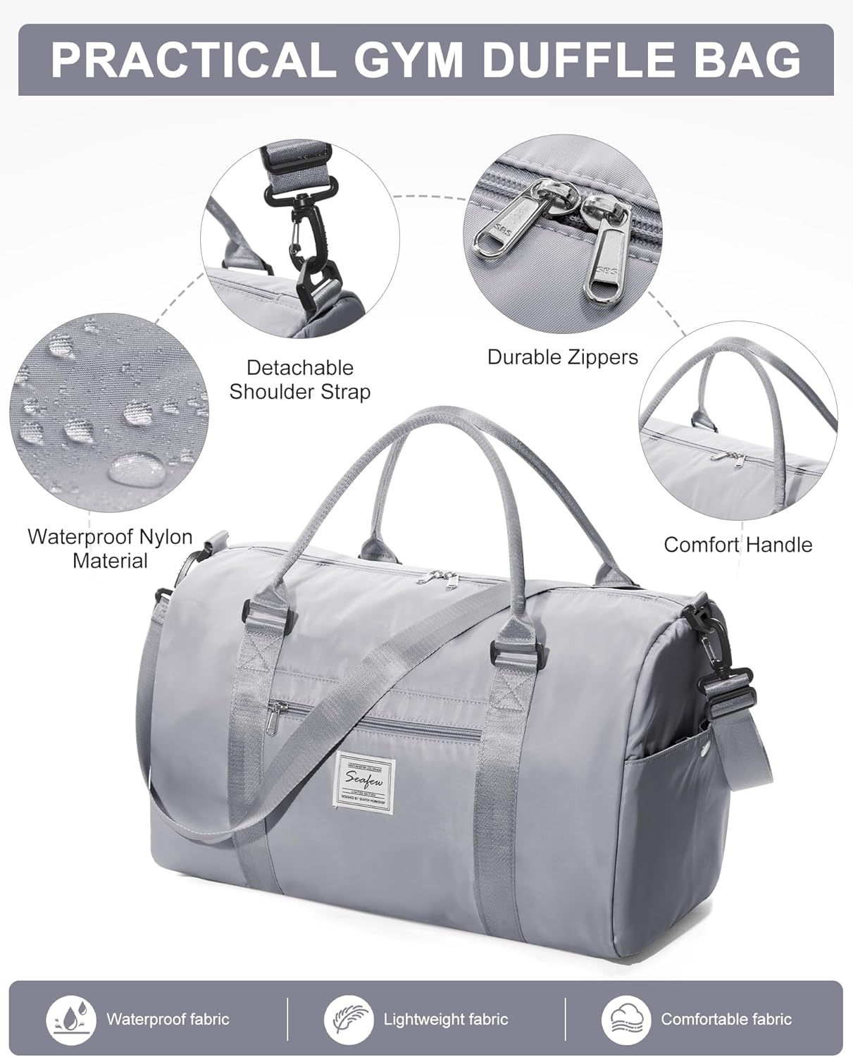 Gym Bag Womens,Travel Duffel Carry on Bag Sport Tote Bag Weekend Overnight Bag - Image 7