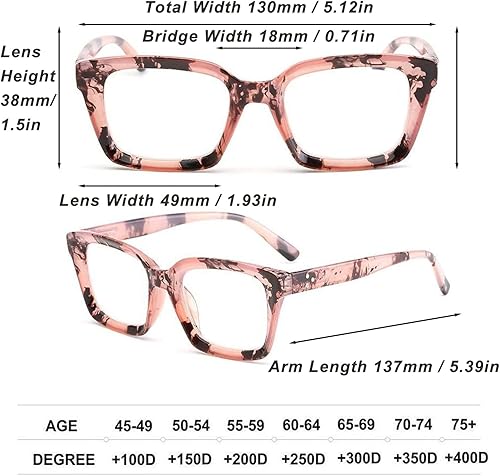 Miniatura 3 de Lentes de lectura cuadrados con bisagra de resorte retro para mujer, con bloqueo de luz azul, para mujeres y hombres