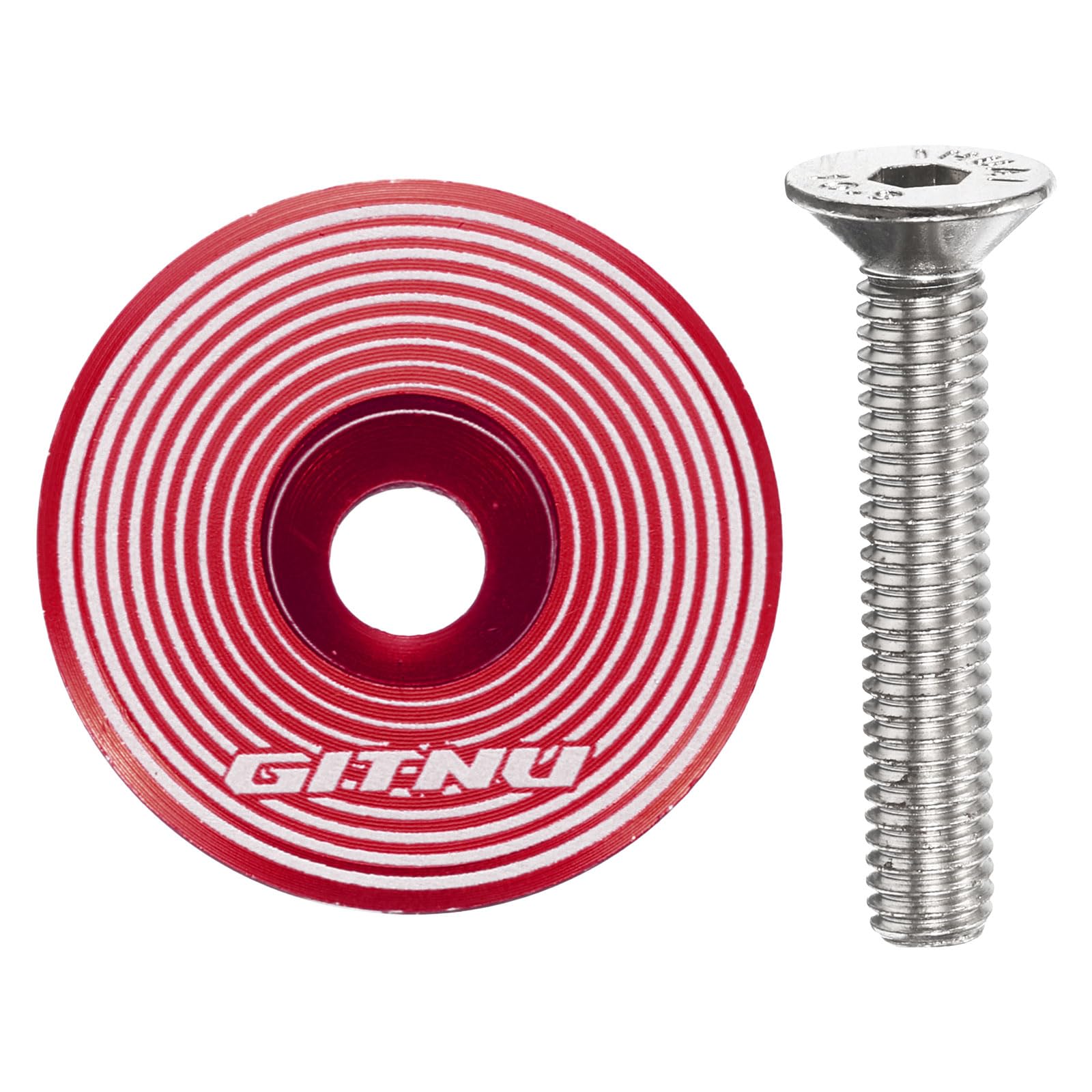 sourcing map Headset Stem Top Cap 1-1/4 Aluminum Alloy Cycling Headset Cover Stem with M6 Bolt for Mountain Bike Road Bicycle MTB, Red
