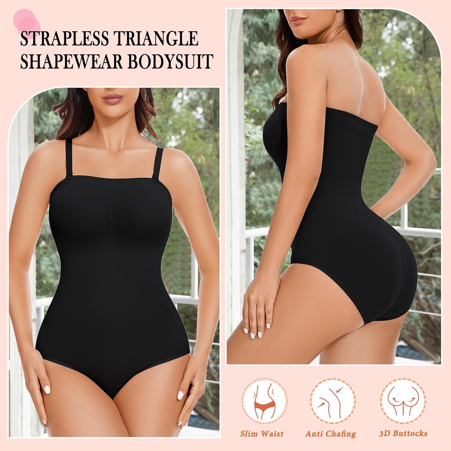 Strapless Shapewear Bodysuit for Women Seamless triangle Tummy Control Bodysuit Slimming Butt Lifter Body Shaper - Image 2