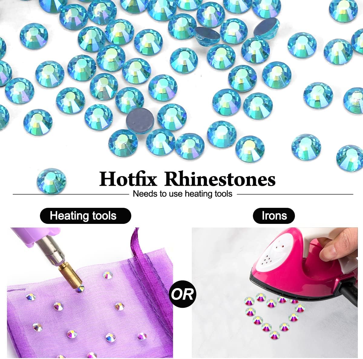 Novani Hotfix Rhinestones Aquamarine AB Flatback Glass Rhinestones image 4