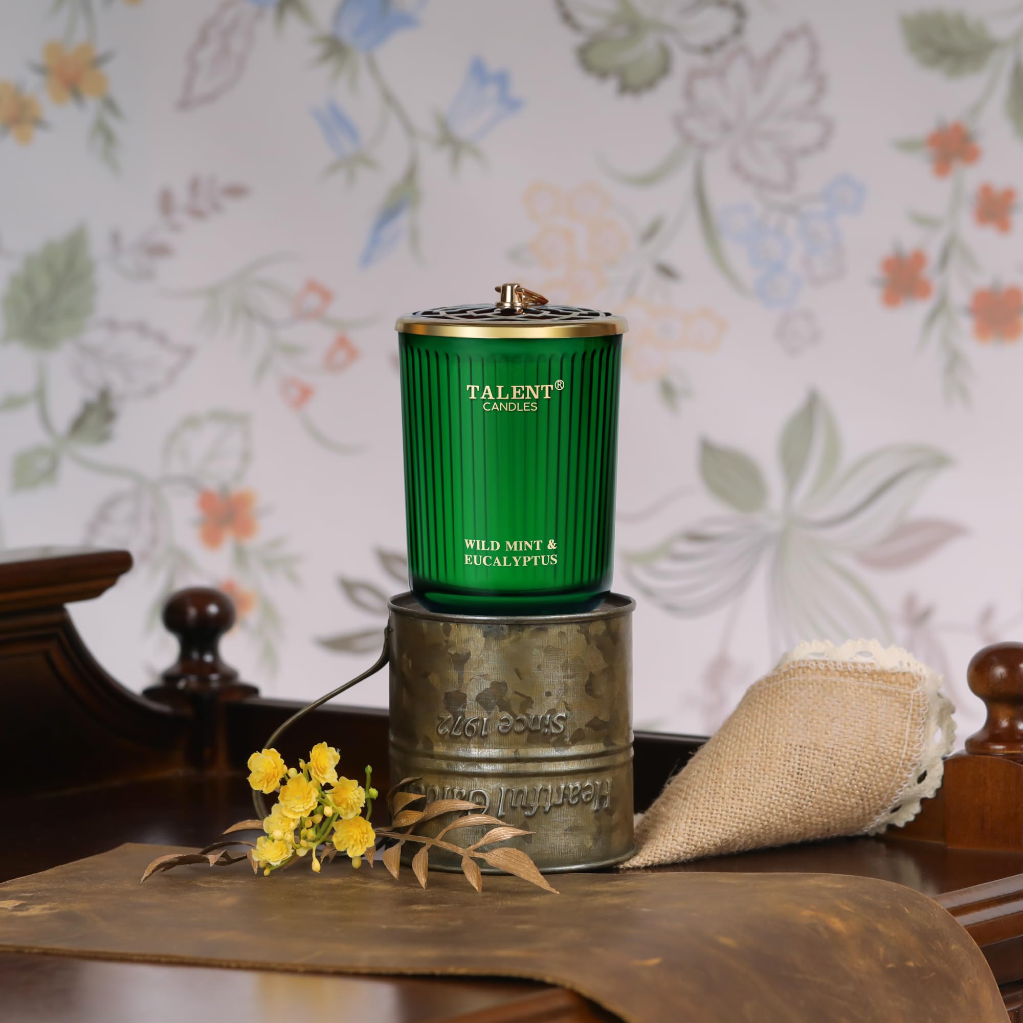 Bougies Parfumées TALENT - Cire De Soja Naturelle, 8,4 Oz - Parfum Cuir Et Safran - 35h De Combustion - Décoration Et Cadeau