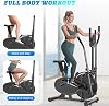 Elliptical Cross Trainer, 2 in 1 Exercise Bike with Adjustable Seat, Upgraded LCD Monitor, Pulse Sensor & Resistance, Max Weight 265LBS