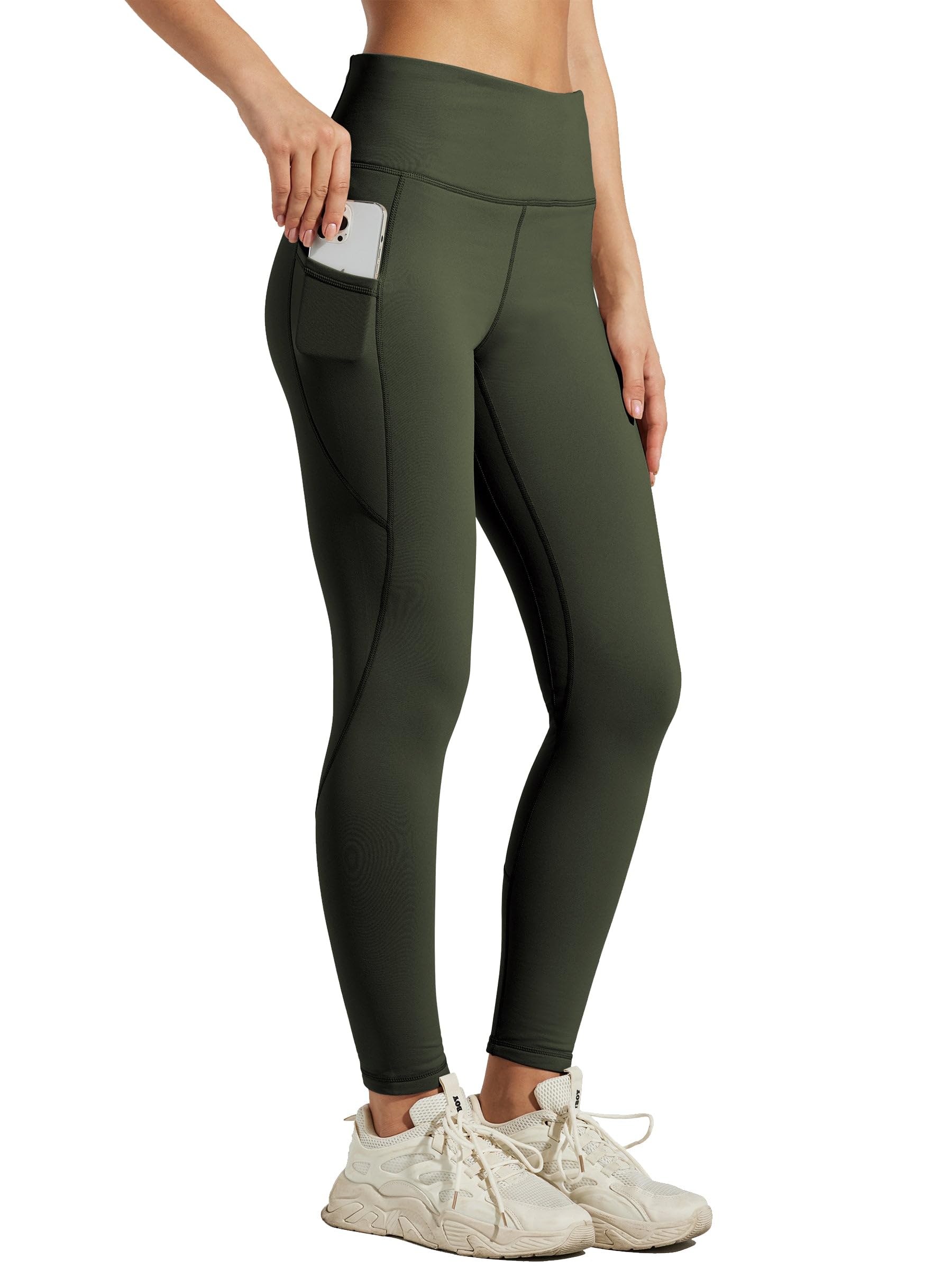 WILLIT Legging en polaire pour femme - Taille haute - Chaud - Pour l'hiver - Legging de sport thermique - Pantalon de course avec poches