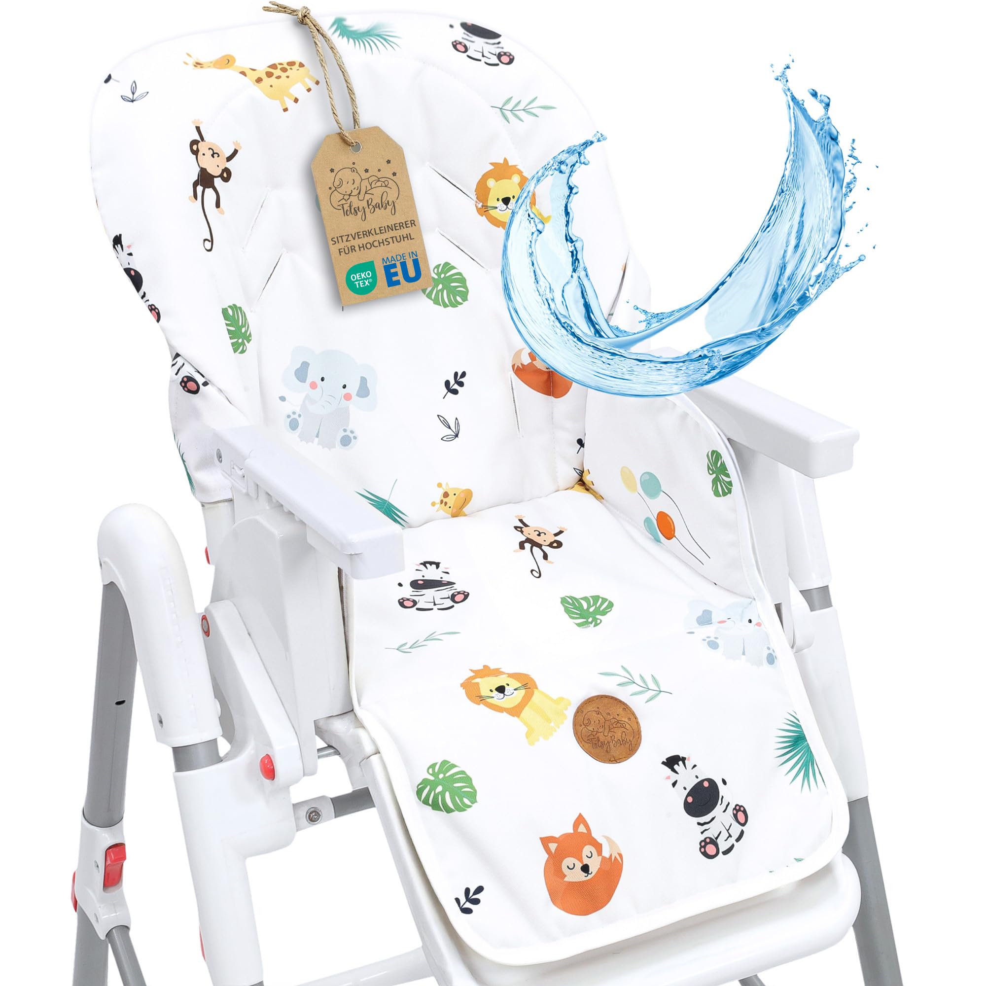 Copri seggiolone pappa universale - copriseggiolone bambino e bambina cuscino imbottitura riduttore per sedia con un rivestimento impermeabile stabile certificato Oeko-Tex Safari