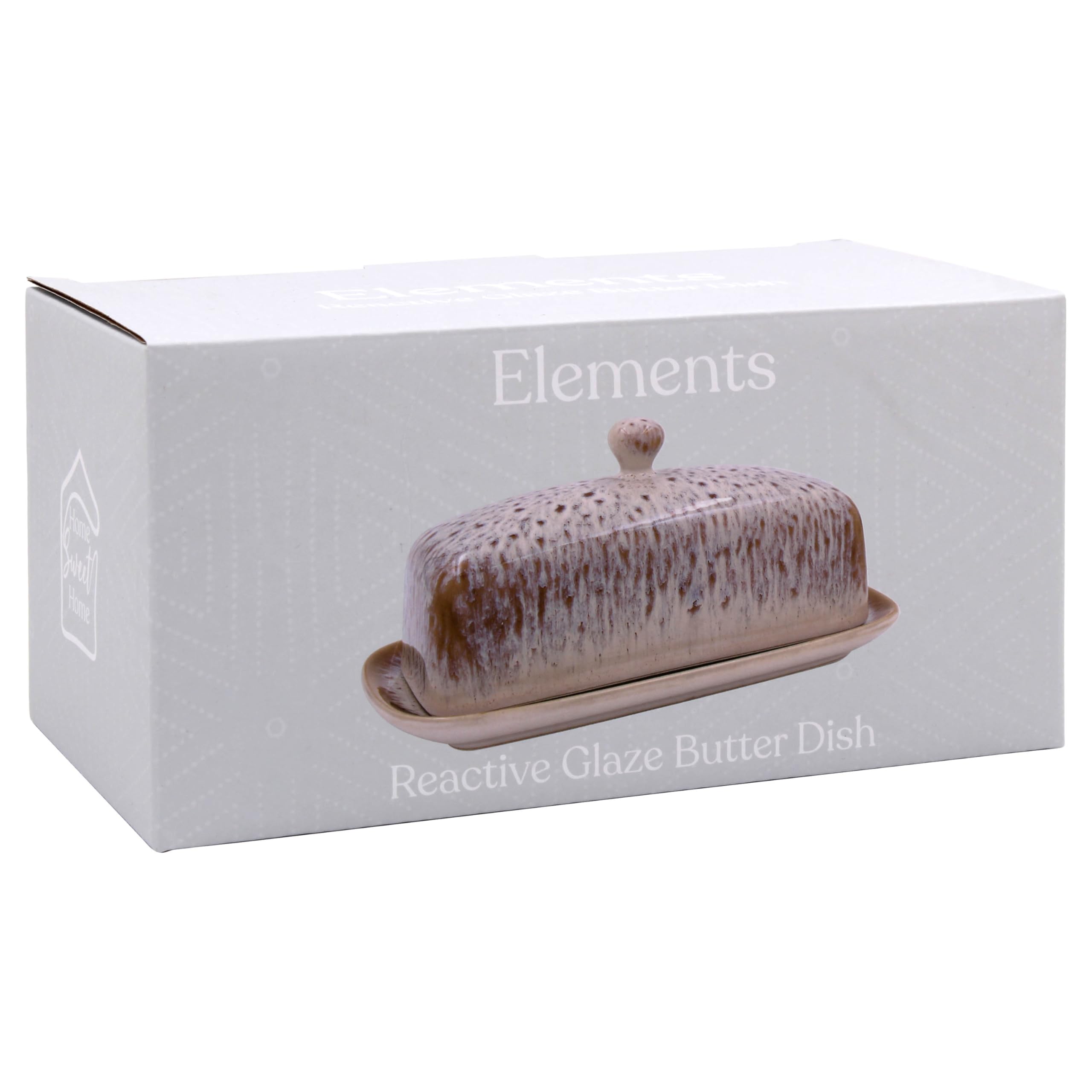 Stoneware Butter Dish with Lid Rectangular Reactive Glaze Finish Butter Keeper