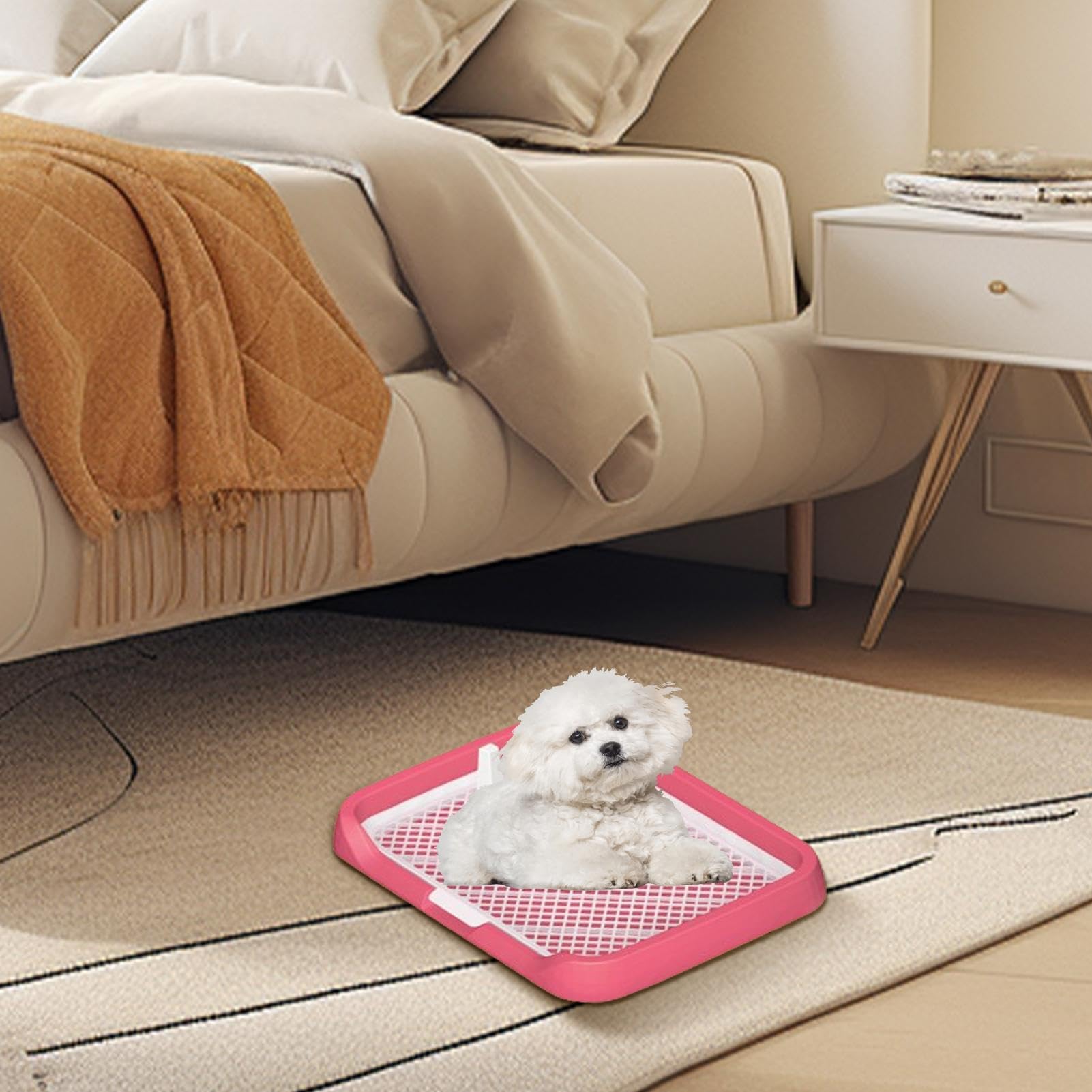 Mesh Grids Toilette - Pee Pad Flat Potty Tray for Dogs with Mesh Grids - Reusable Easy Installation Pee Holder Pet Potty Supplies for Dogs, Puppies, Pets