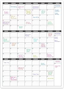 Large Dry Erase Calendar for Wall,3 Month Vertical Wall Calendar, Blank ...