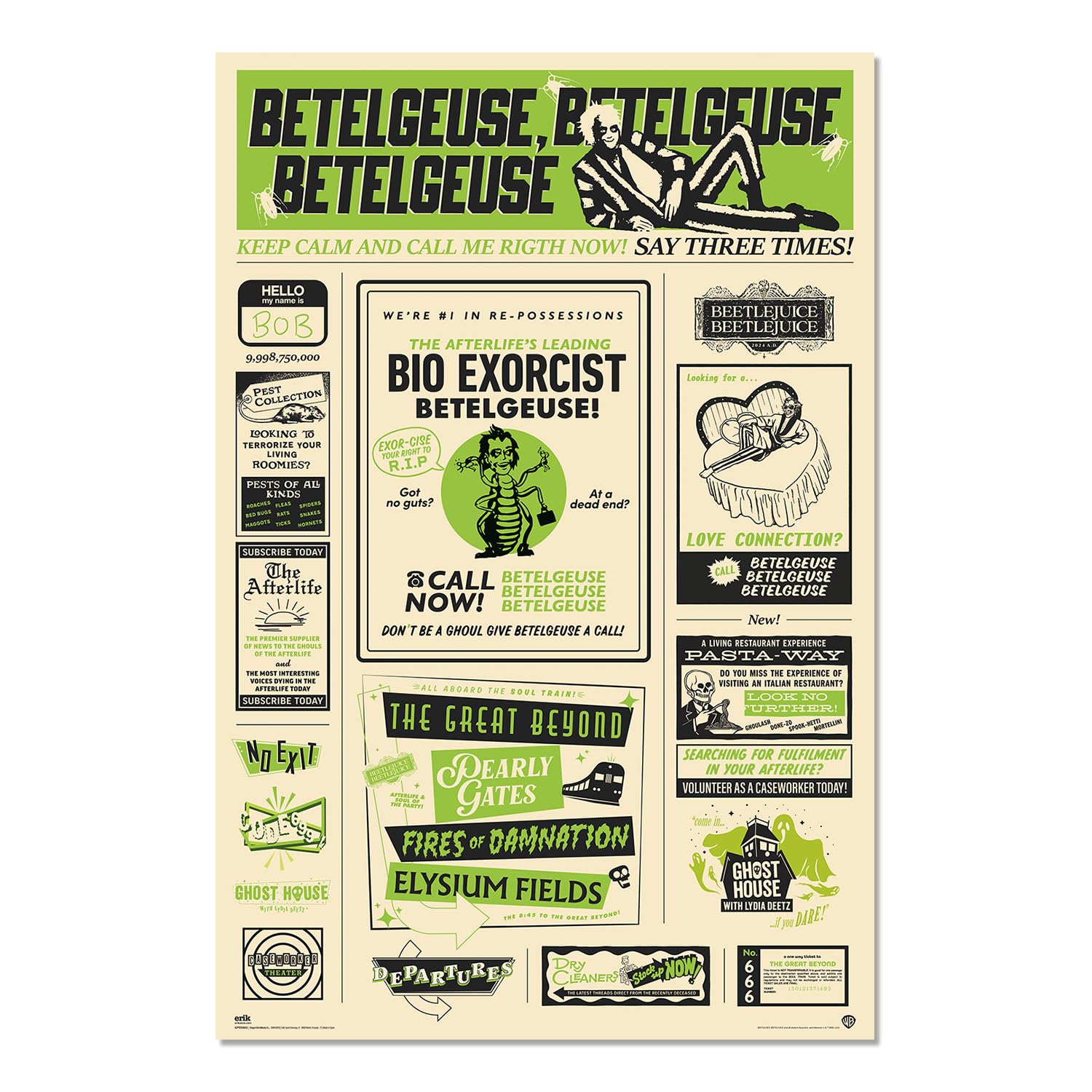 Grupo Erik Poster Beetlejuice - 36 x 24 inches / 91.5 x 61 cm - Shipped Rolled Up - Cool Posters, Art Poster, Wall Posters & Prints
