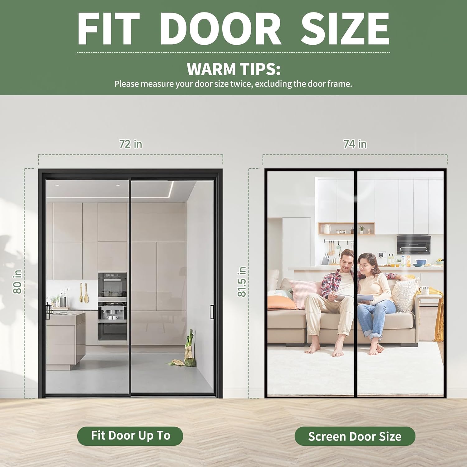 Transparent Insulated Door Curtain，Skloopearg Magnetic Thermal Door Screen Auto Closer Fits Doors Up to 72" x 80", to Keep Warm in Winter Cool in Summer for Air Conditioner Room, Kitchen, Bedroom
