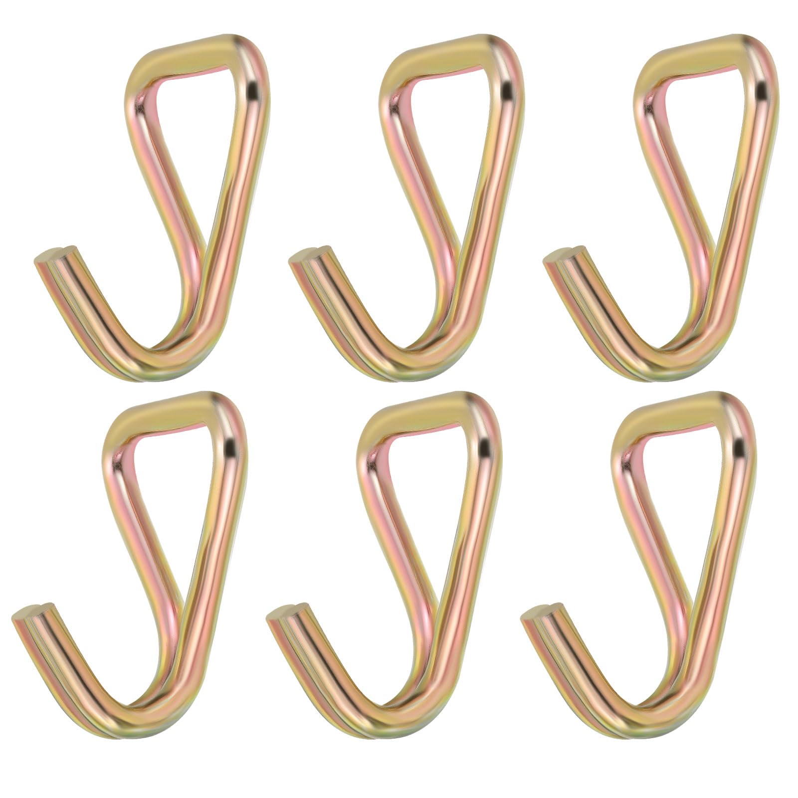 PATIKIL 6 Pack Ratchet Double J Hook Load 7716 LBS for 8mm Tie Down Strap Webbing on Car Truck Trailers Towing Strap, Gold