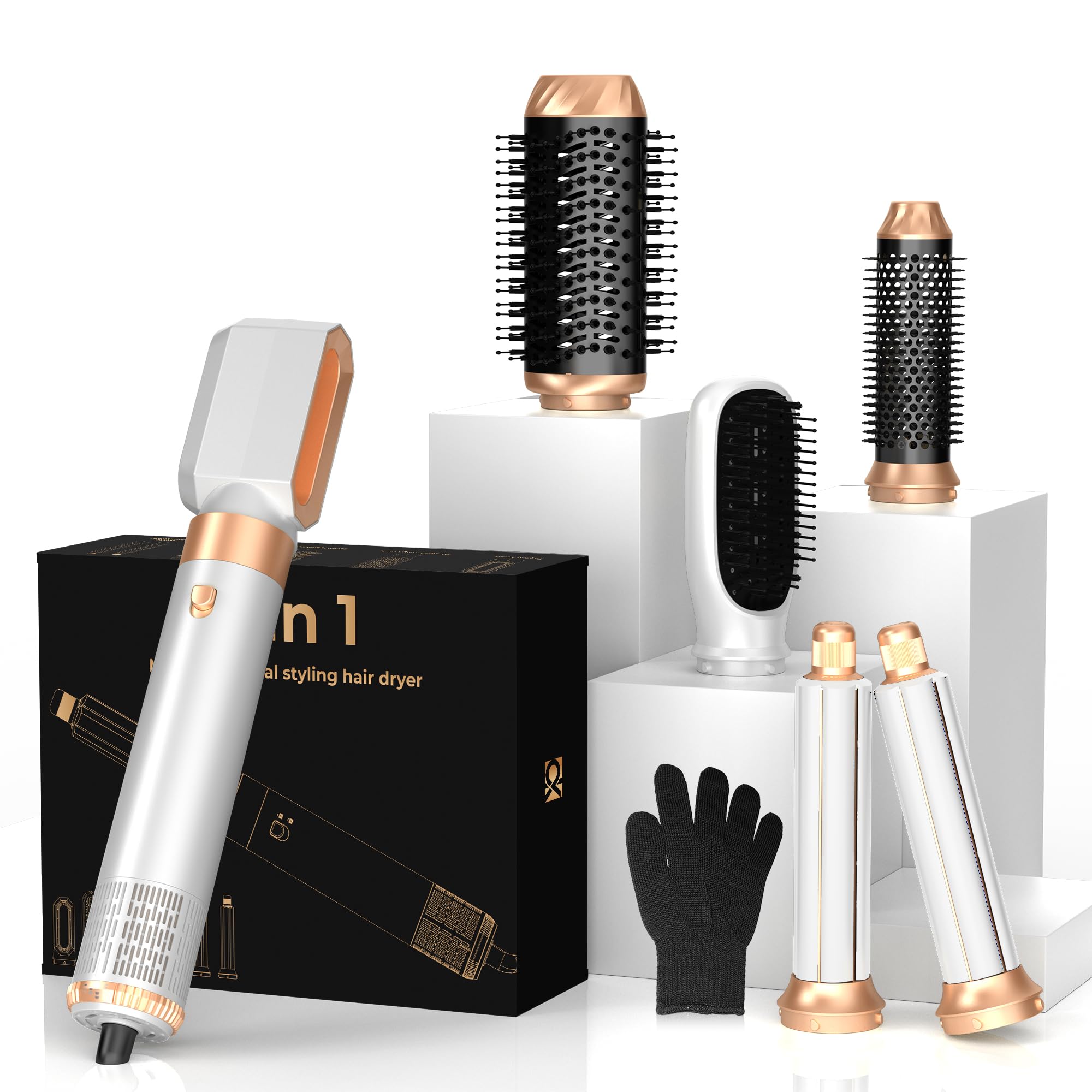 Photo 1 of Hair Dryer Brush,6 in 1 Professional Hot Air Styler,Powerful Air Curling Wrap Styler,Negative Ionic Hair Dryer Fast Drying, Multi Hair Stylerfor Curling Volumizing Straightening Styling