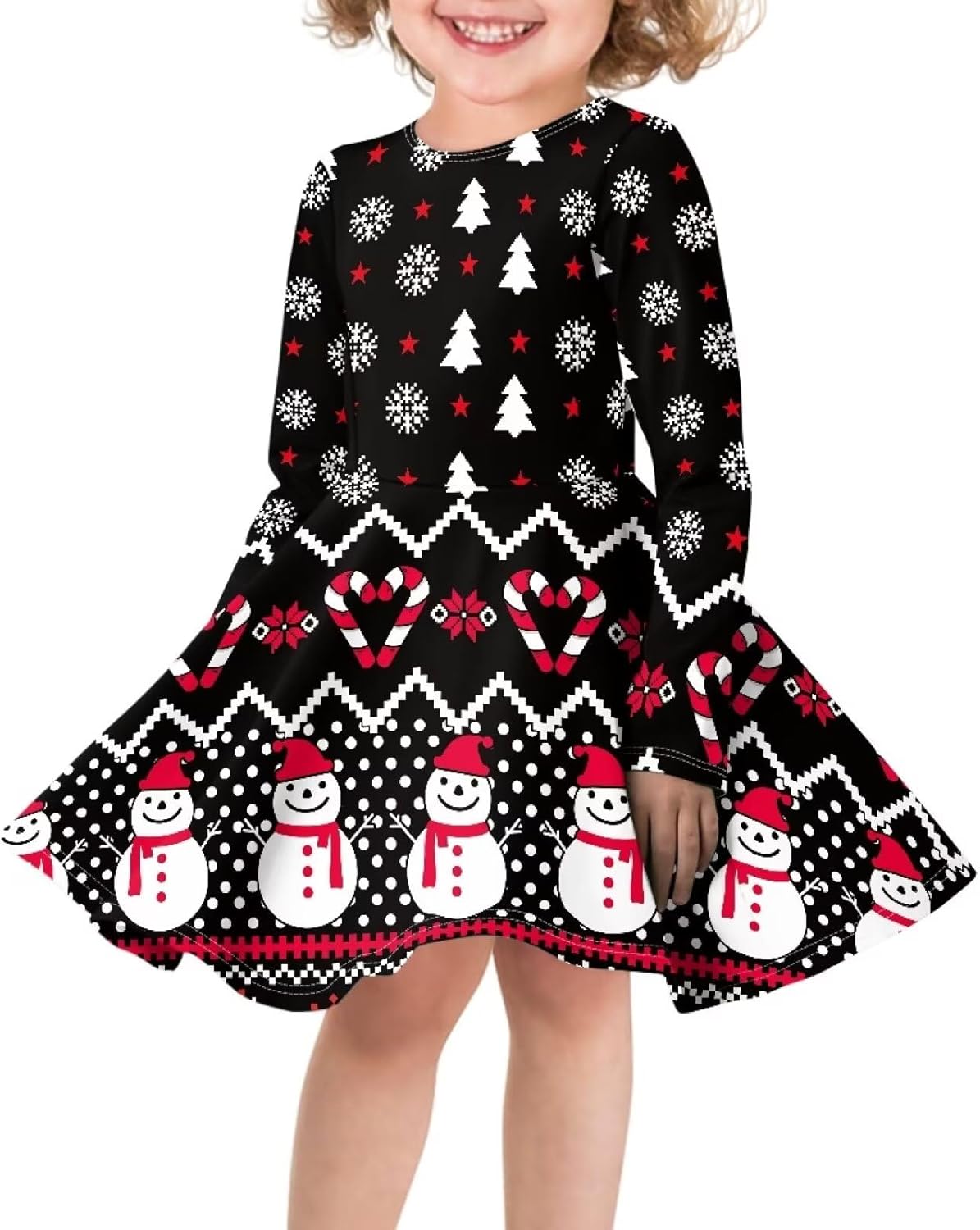 PinUp Angel Cute Girls Cartoon Dresses Kids Long Sleeve Fall Spring Dress Party Gift Clothes Outfit - Image 3