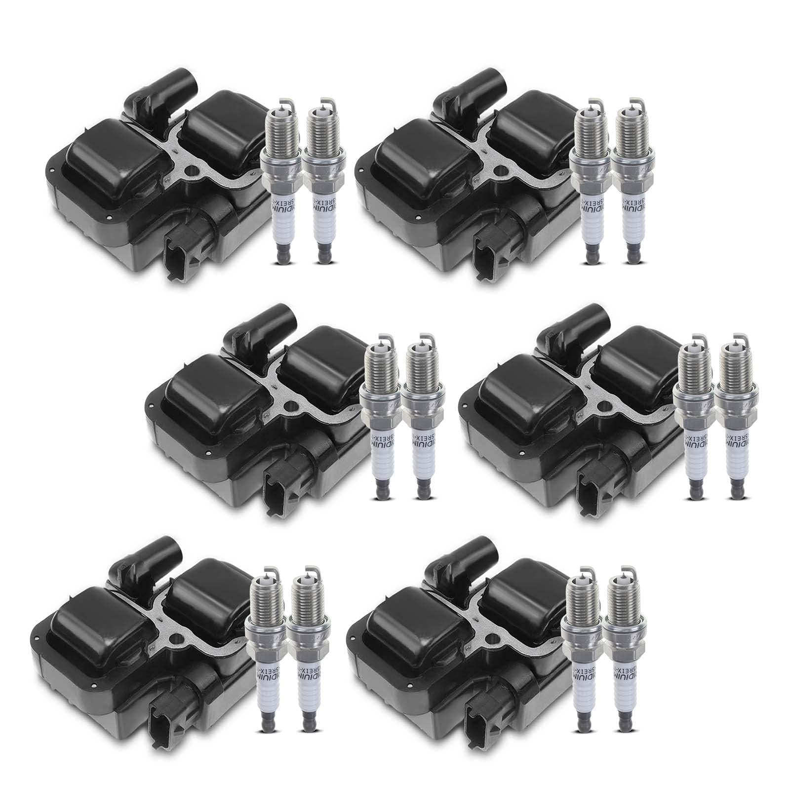 Frankberg Set di 6 bobine di accensione e candele per motori a benzina | Compatibile con: Vitobus W639, Viano W639, Classe C W202, CLK C208, Classe E, modello T, S210, Classe M W163