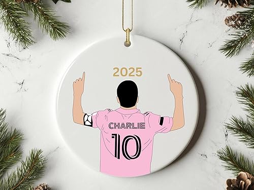 Miniatura 2 de Adorno de cerámica de fútbol navideño personalizado, regalos de mini pelota de equipo de fútbol, regalo personalizable, recuerdo del equipo de