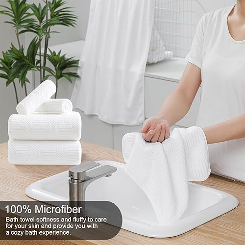 Miniatura 10 de Ycosy Juego de toallas verdes de 8 piezas, 2 toallas de baño, 2 toallas de mano, 4 toallas pequeñas, toalla de baño extra grande para baño, hotel,