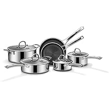 Pots and Pans Set Non Stick, 10 Pcs Hybrid Stainless Steel Cookware Sets, Non Stick Frying Pans, Saucepans, Saute Pan &amp; Stock Pot, PFOA Free Kitchen Skillet,Induction Compatible