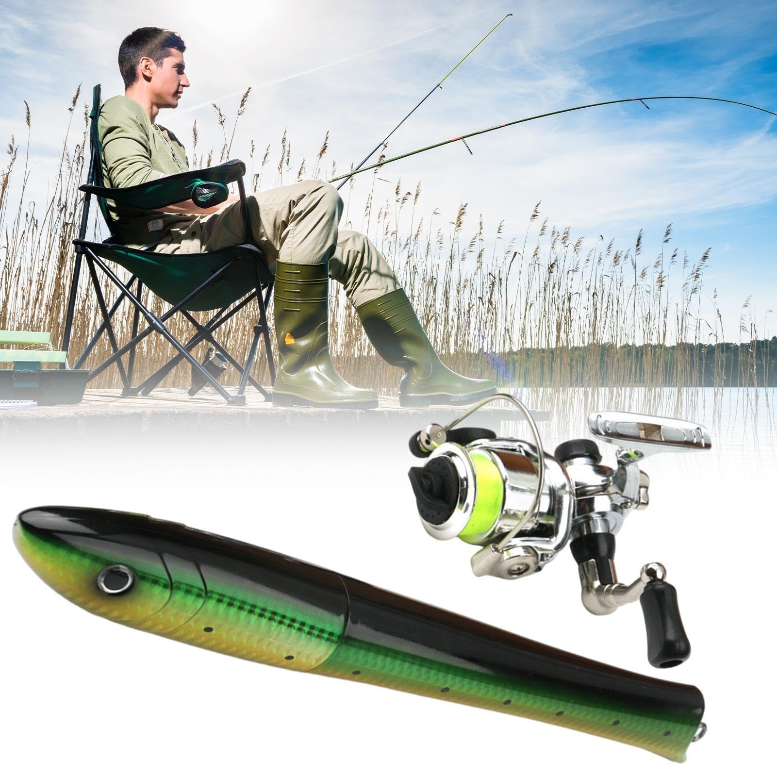 Pocket Fishing Rod, przenośny kieszonkowy słupek wędkarski z zestawem kołowrotków, kompaktowy zestaw kołowrotków wędkarskich do łowienia rzek, idealny na morze, jezioro i przygody wędkarskie w stawach