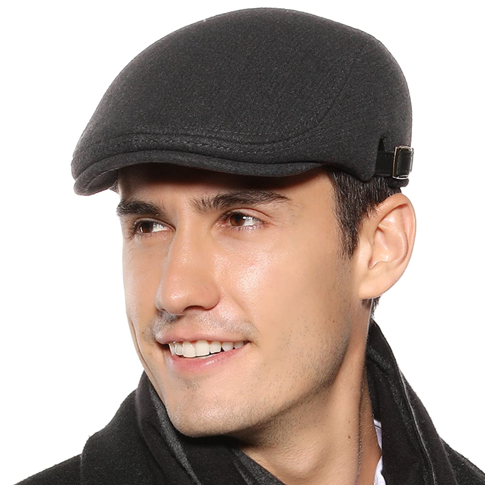 Aieoe Men's Grey Tweed Duckbill Caps Warm Panel Peak Beret Hat Hunting Cap