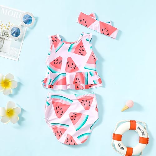 Miniatura 2 de Magic Park Conjunto de bikini para niñas pequeñas, traje de baño de 3 piezas, traje de baño para niños, trajes de baño de playa
