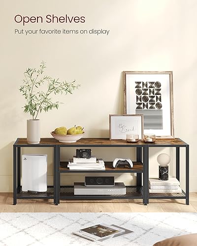 Miniatura 4 de VASAGLE Moderno soporte de TV para televisores de hasta 65 pulgadas, centro de entretenimiento de 3 niveles, mesa consola de TV industrial con café