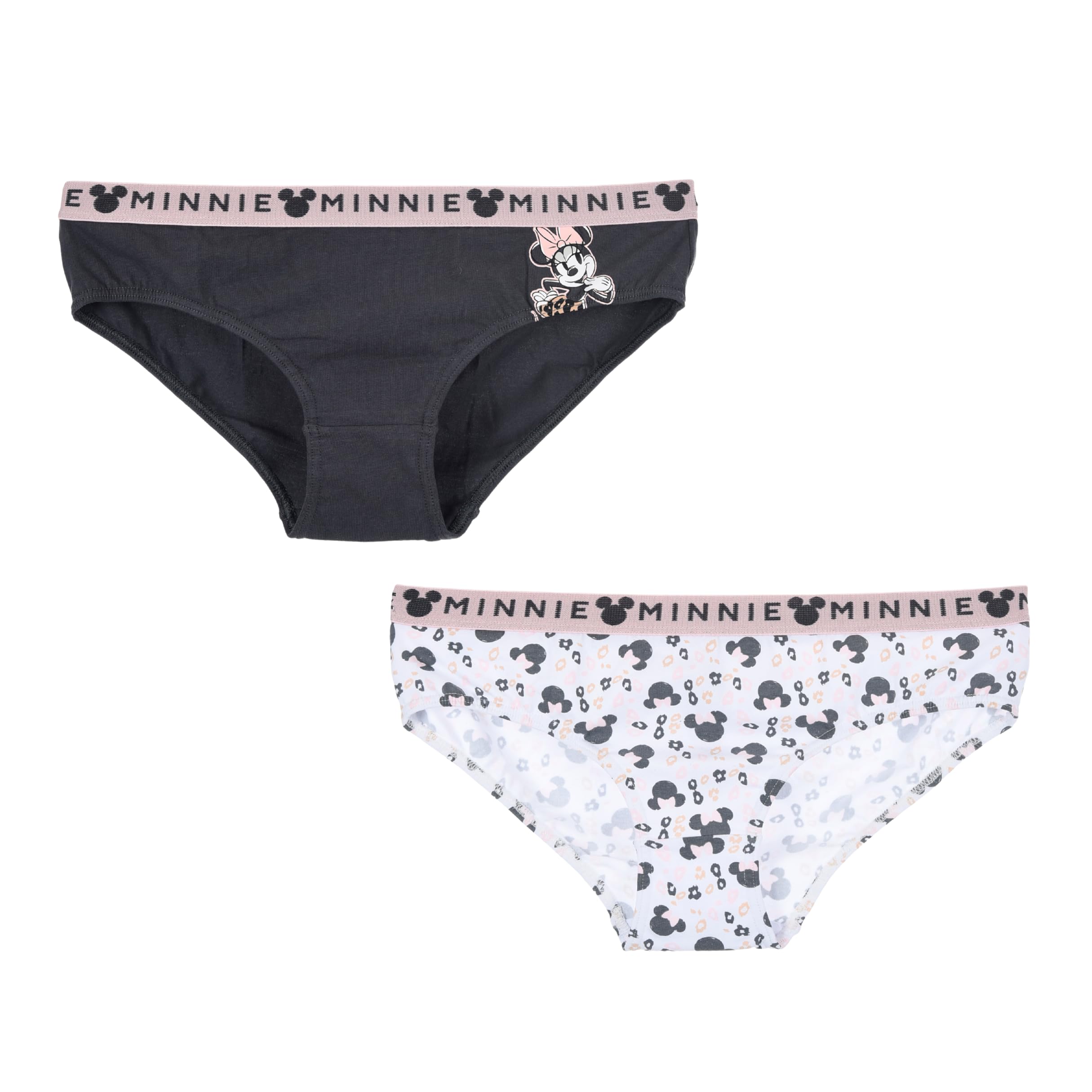 Disney Women's Multicolored Minnie Mouse Panties For Pack Of 2 Soft Cotton Panties, Classic Panties, Teen Underwear, S