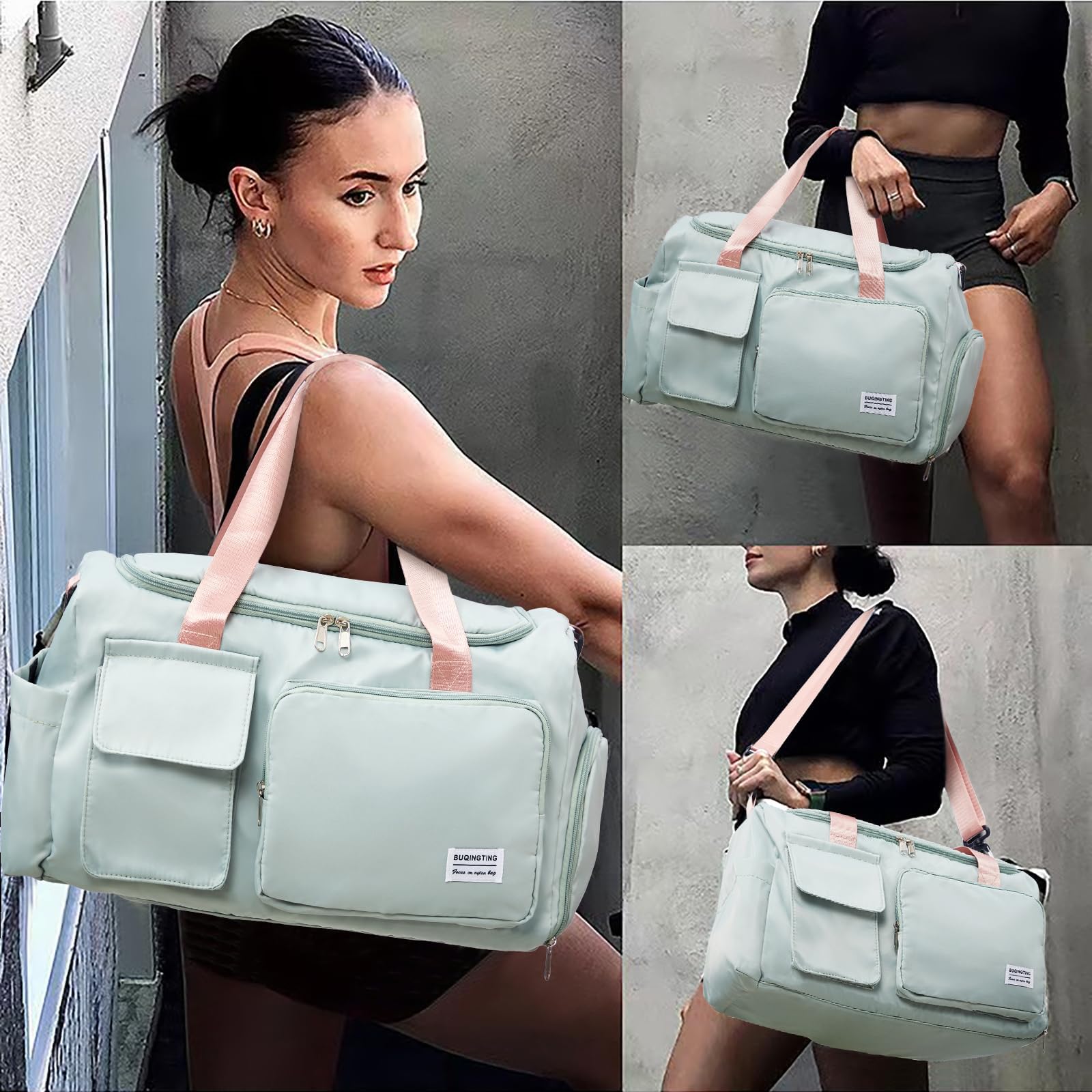 Bolsa de deporte para hombres y mujeres, 42 L, bolsa de viaje impermeable, bolsa de deporte con compartimento para zapatos, compartimento húmedo y función de mochila, bolsa de viaje, bolsa de