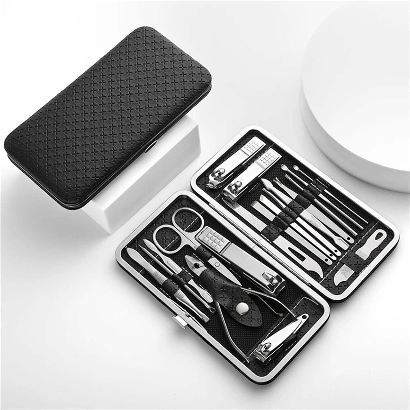 Maniküre Set Nagelknipser for Zuhause, 18-teilig, große Zange for Entfernen abgestorbener Haut, diagonale Zange for Entfernen abgestorbener Haut, kleiner Augenbrauenknipser, Lederhülle Nagelknipser(Sc
