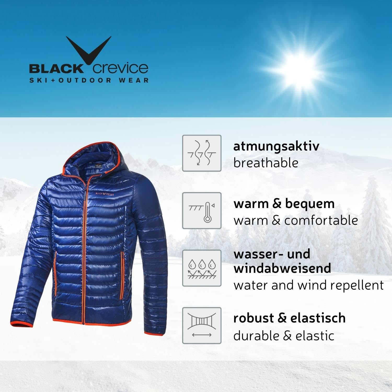 Black Crevice Giacca isolante da uomo I Giacca outdoor traspirante uomo I Giacca funzionale di qualità da uomo in 100% poliestere e imbottitura termoisolante I Idrorepellente e anti-vento