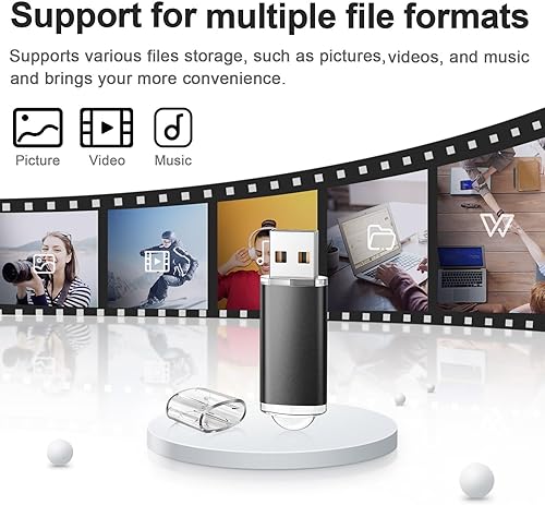 Miniatura 6 de Topesel - Juego de 5 unidades, USB 2.0, USB 3.0 (5 colores variados negro, azul, verde, rojo, plateado)