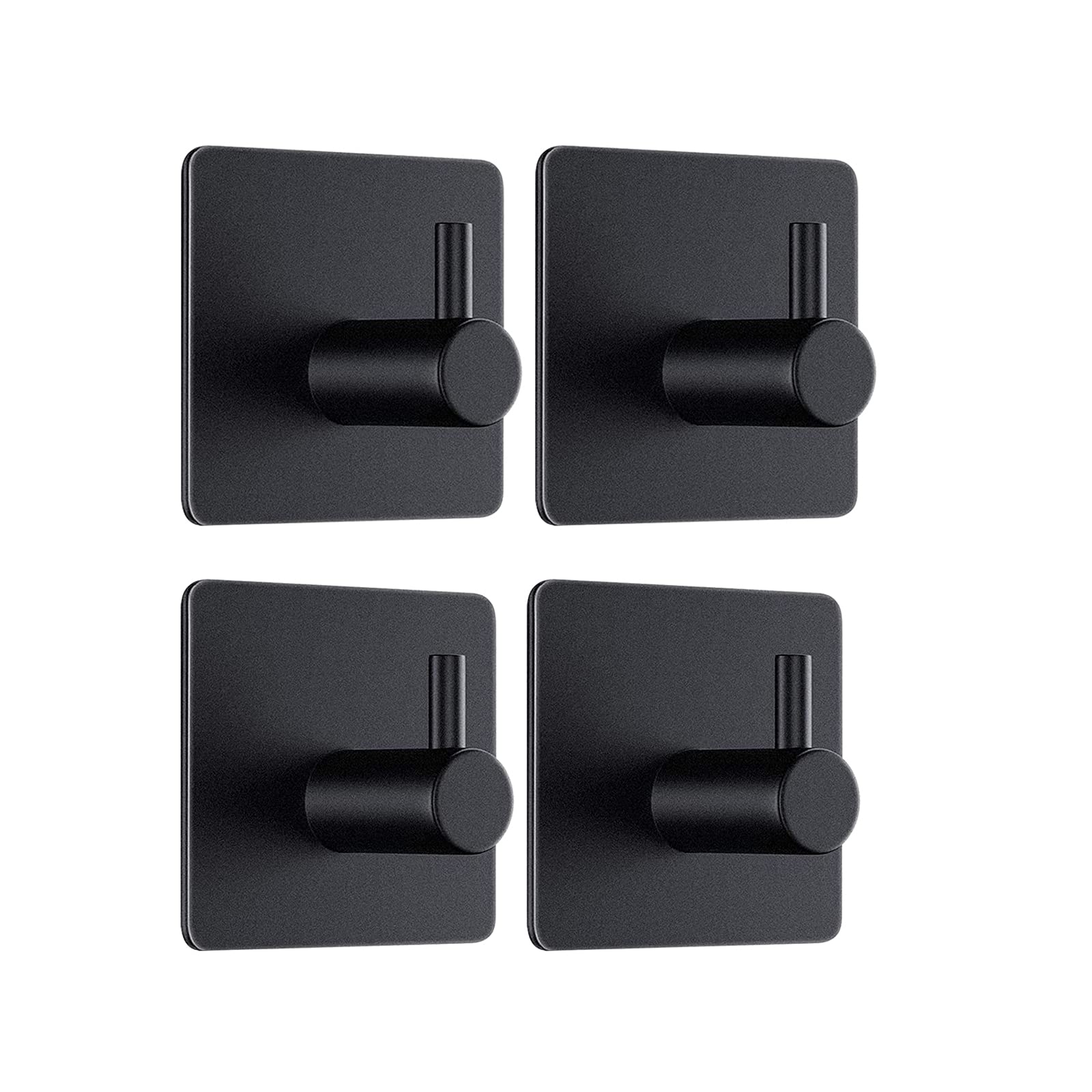 Moutek - Selbstklebende Haken, Matt Aluminiumlegierung 5KG Heavy Duty Wandhaken für Badezimmer Küche Wohnzimmer 4er Pack Schwarz