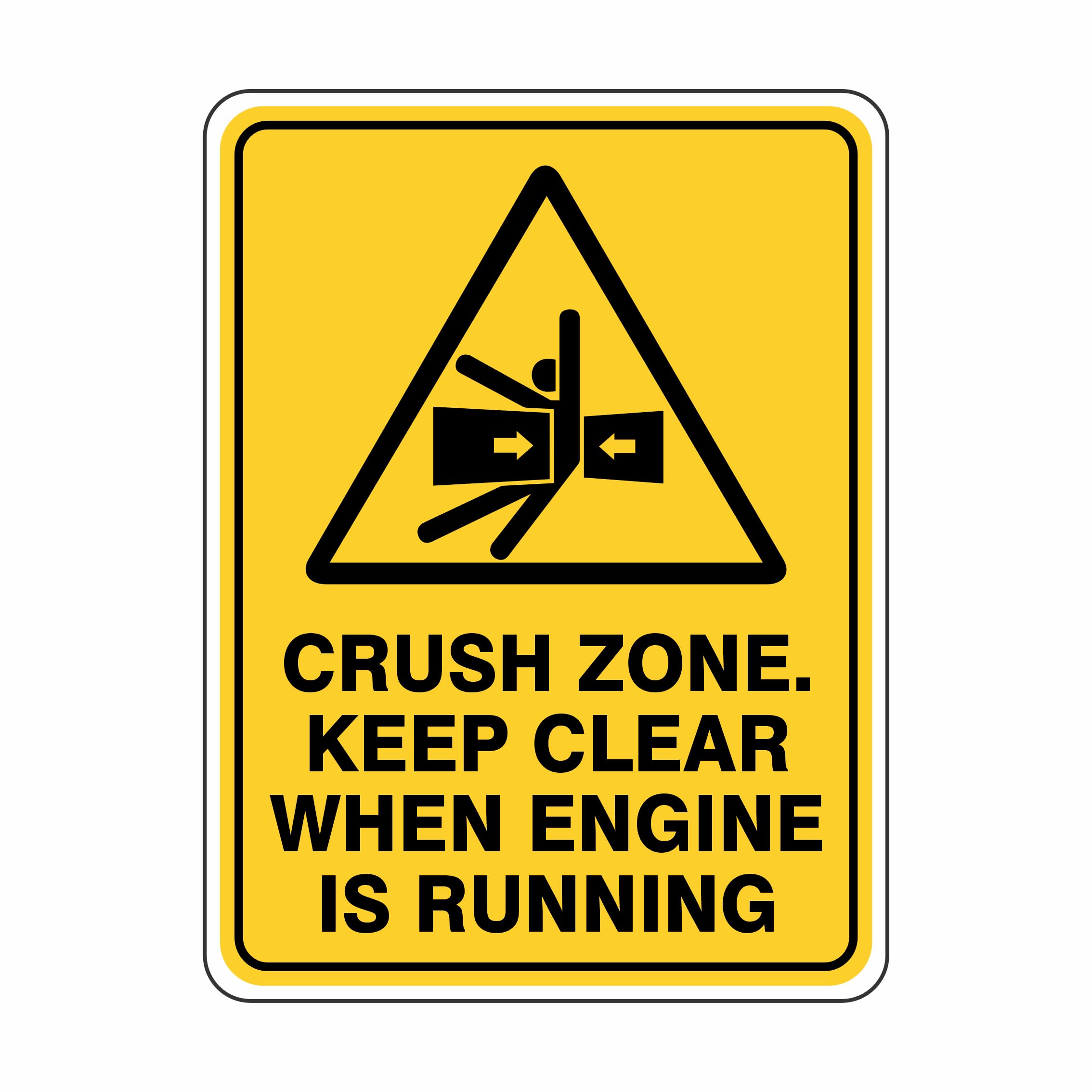 Crush Zone Keep Clear When Engine Is Running Warning Signs Metal Tin Sign 8 x 12 inch for Industrial & Commercial