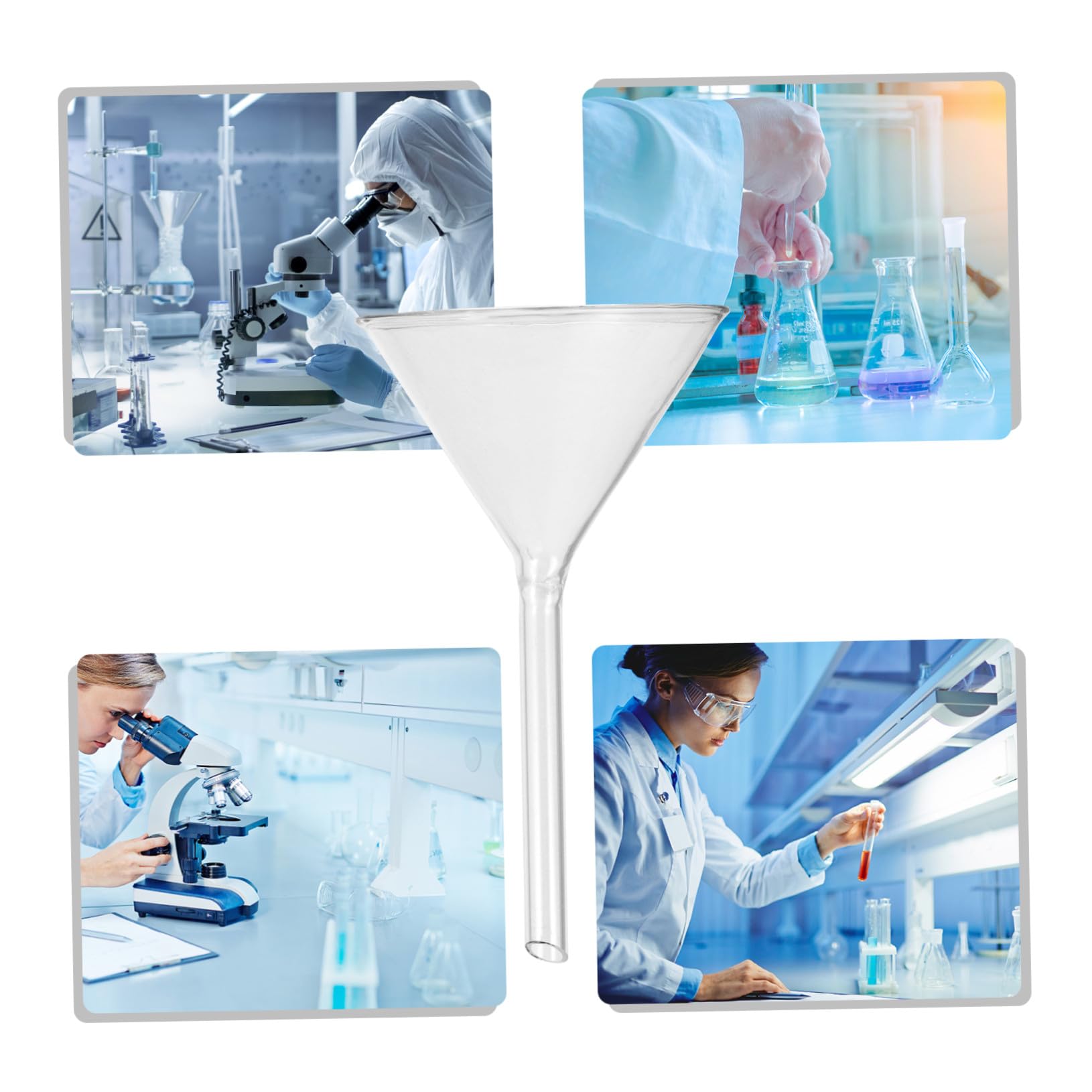 Lot de 4 Entonnoirs en Verre 40 à 100mm pour Laboratoire | Verrerie de Laboratoire, Transfert de Liquides et Remplissage de Petits Flacons, Grosse Visibilité