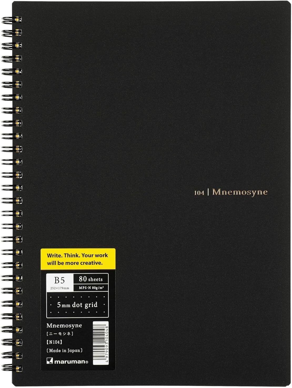 MNEMOSYNE Notebook 9.92 x 7.05 Inches (B5), 5mm dot grid, 80 Sheets (N104), White